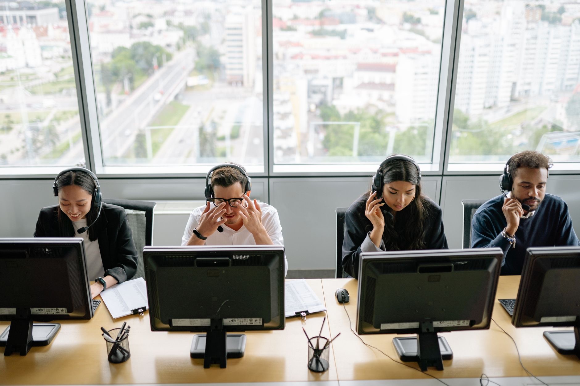 telecommunications customer service team business office technology